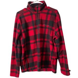 Eddie Bauer Men’s Buffalo Plaid Quarter Zip Fleece Pullover Sweater, Size M, EUC
